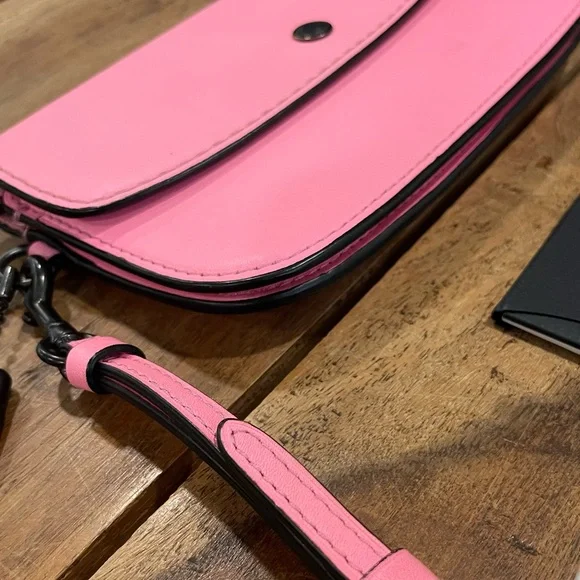 Coach 1941 Glovetanned Leather Bright Pink Clutch Wristlet with Paperwork - Picture 9 of 16